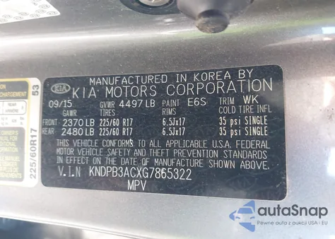 2016 Kia Sportage Lx from USA, damaged, VIN KNDPB3ACXG7865322